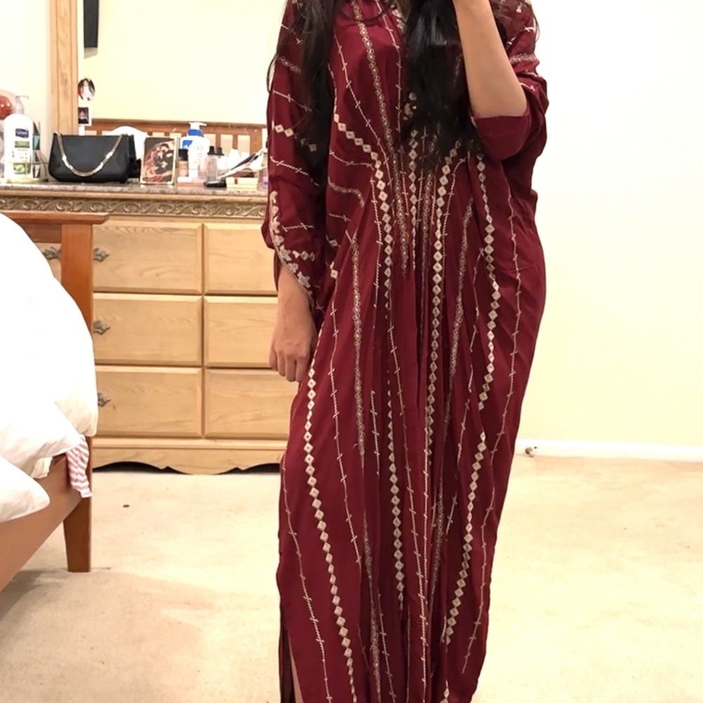 Elegant Burgundy Kaftan